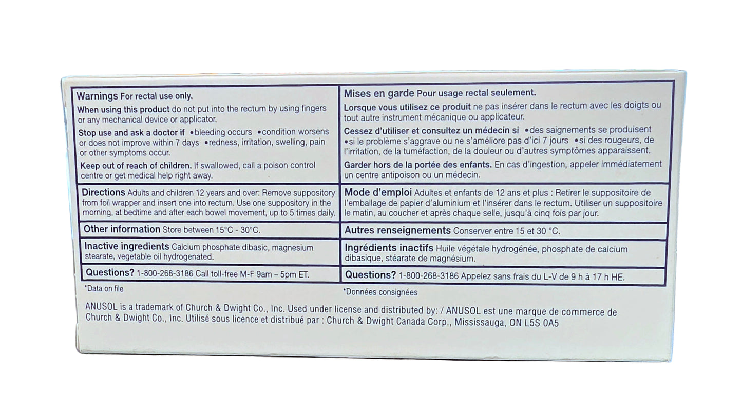 ANUSOL PLUS SUPPOSITORIES 24'S