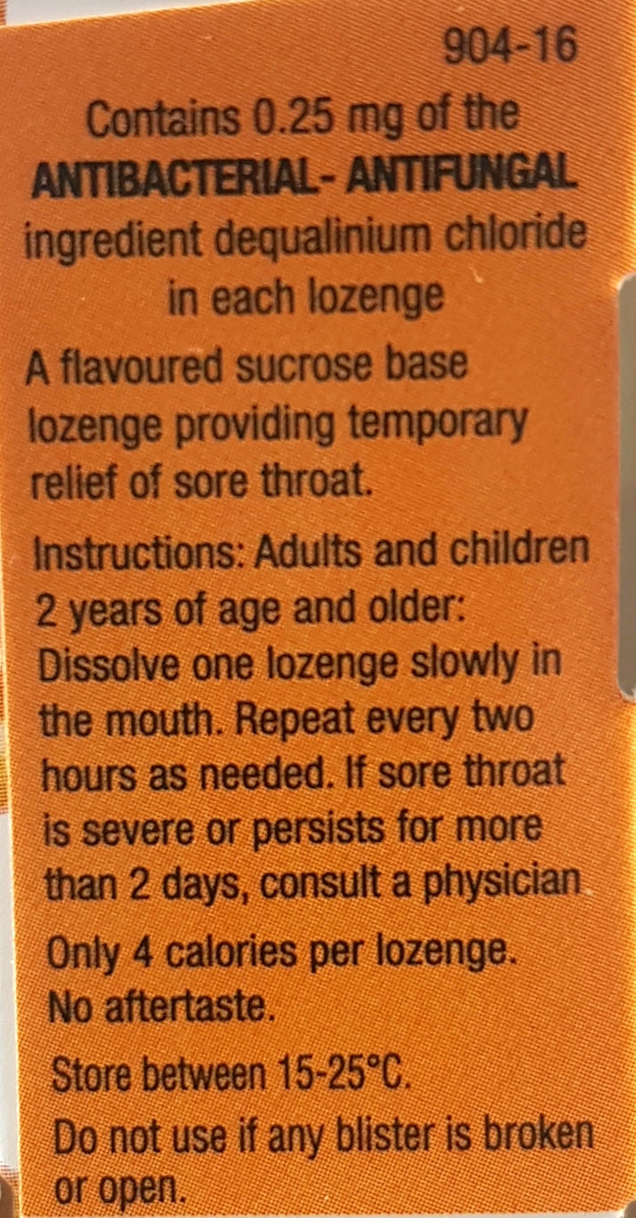 DEQUADIN THROAT LOZENGES ORANGE 16'S - NorthernVitality.us