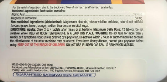 OPTION+ EXTRA STRENGTH HEARTBURN RELIEF FRUIT 60'S (GENERIC GAVISCON) - NorthernVitality.us