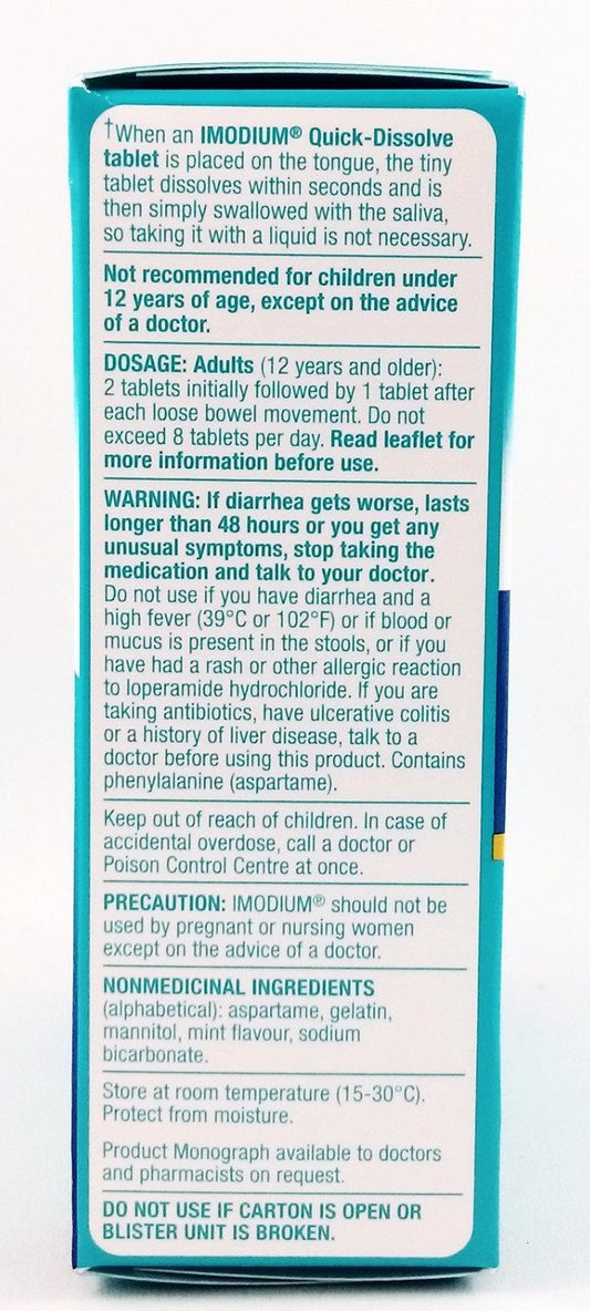 IMODIUM QUICK DISSOLVE TABLETS - NorthernVitality.us