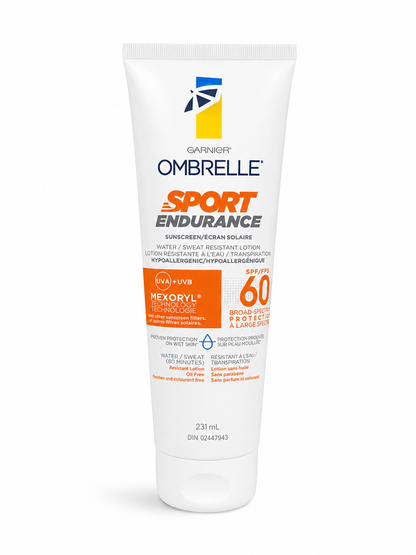 Garnier Ombrelle Sport Endurance Sunscreen Lotion SPF 60 – Water & Sweat Resistant, 231 mL