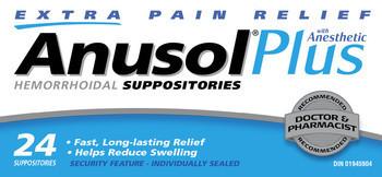 ANUSOL PLUS SUPPOSITORIES 24'S - NorthernVitality.us